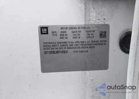 2014 Chevrolet Malibu 1Lt from USA, damaged, VIN 1G11C5SL6EF165631